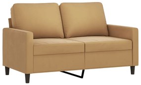 2 pcs conjunto de sofás com almofadões veludo castanho