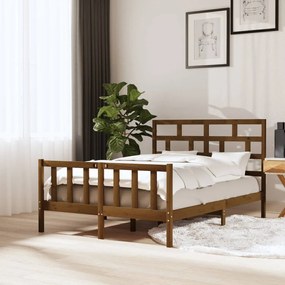 Estrutura cama 120x200 cm madeira de pinho maciça castanho-mel