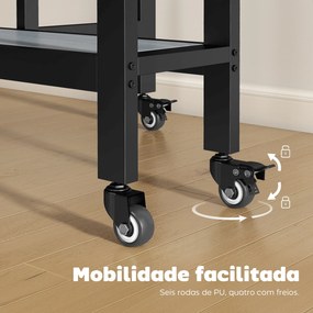 Mesa de Jantar Dobrável (CADEIRAS NÃO INCLUIDAS) com Rodas e Prateleira Aberta Mesa de Cozinha para Espaços Pequenos Cinzento Cimento