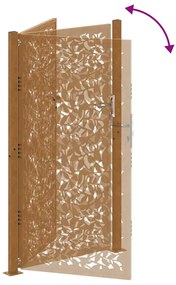 Portão de jardim 105x180 cm design de folha de aço resistente