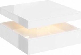 HOMCOM Mesa de Centro com LED RGB de 7 Cores com Armazenamento Aberto e Controlo Remoto 78x78x40 cm Branco | Aosom Portugal