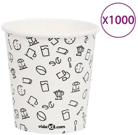 vidaXL Copos de café papel 200 ml 1000 pcs branco e preto