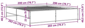 Estrutura de cama 200x200 cm derivados de madeira/metal preto