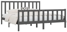 Estrutura de cama 200x200 cm madeira maciça cinzento