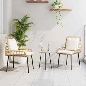 vidaXL Conjunto de Jantar para Jardim 3 pcs Marrom, Preto, Creme