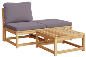 8 pcs conjunto lounge jardim c/almofadões madeira maciça acácia