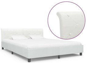 Estrutura de cama 160x200 cm couro artificial branco