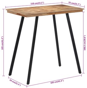 Mesa de bar 110x55x105 cm madeira de teca maciça