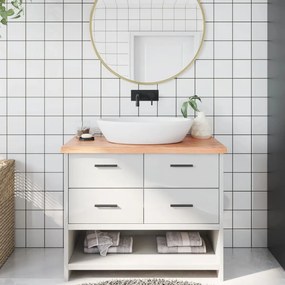 Bancada p/ WC 100x60x(2-4) cm madeira maciça tratada castanho