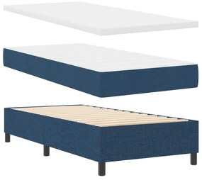 vidaXL Cama Box com colchão com led Azul 100 x 200 cm tecido