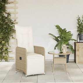 Cadeira de jardim reclinável com almofadões vime PE bege
