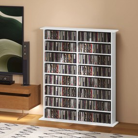 Organizador para CD e DVD com 16 compartimentos e 12 prateleiras ajustáveis 106,5 L x 24 P x 126,3 A cm, capacidade máxima de 720 CD/396 DVD e Blu-ray