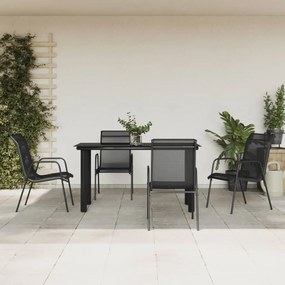 vidaXL 5 pcs conjunto de jantar para jardim aço e textilene preto