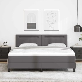 vidaXL Cama Box com colchão Cinzeto 180 x 200 cm Couro sintético