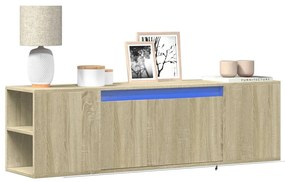 Móvel de parede p/ TV c/luzes LED 135x31x39,5cm carvalho sonoma