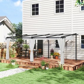 Pérgula de jardim para exterior 3 x 6 m, pérgula deslizante e retrátil com laterais, abrigo solar UPF30+, cinzenta