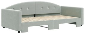 Sofá-cama com gavetão 100x200 cm veludo cinzento-claro