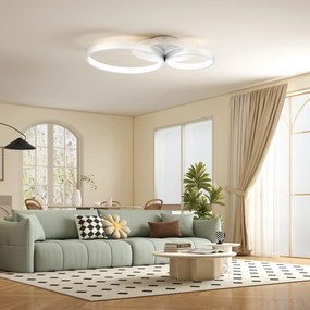 Candeeiro de Teto LED 40W Candeeiro Moderno com Iluminação LED 3000K/4000K/6500K 59x38x7,4 cm Branco