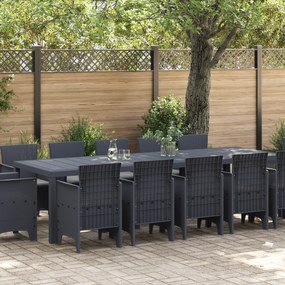 vidaXL Conjunto de Jantar de Jardim com 13 Peças e Almofadas Antracite de Vime Sintético