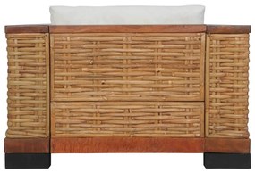 2 pcs conjunto de sofás com almofadões vime natural castanho