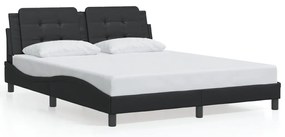 Estrutura de cama c/ luzes LED 160x200cm couro artificial preto