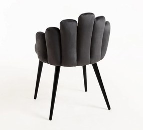 Pack 6 Cadeiras Hand Veludo Pernas Pretas - Cinza escuro
