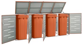 vidaXL Abrigo quádruplo para caixotes do lixo 276,5x77,5x112,5 cm aço