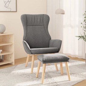 3097882 vidaXL Cadeira de descanso com banco p/ pés tecido cinza-claro