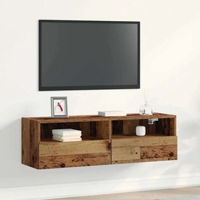 Armário de Parede para TV vidaXL Madeira Antiga 100x30x30 cm Madeira Engenharia