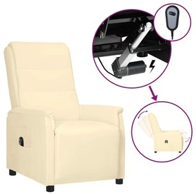 vidaXL Poltrona reclinável elétrica couro artificial cor creme