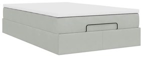 Cama otomana com colchão cinza claro 120x190 cm Veludo