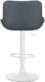 Banco alto em couro sintético com estrutura branca 85-106 x 49 x 51 cm cinzento