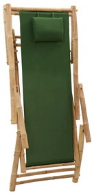 Cadeira de terraço de bambu e lona verde