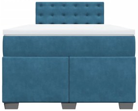 Cama boxspring com colchão 120x190 cm veludo azul-escuro