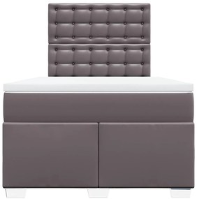 Cama boxspring com colchão 120x190 cm couro artificial cinzento