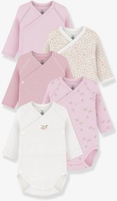 Lote de 5 bodies cruzados PETIT BATEAU rosa