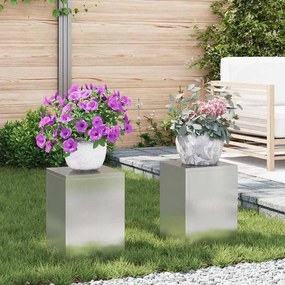 vidaXL Suportes de Plantas para Exterior Pilar 2 pcs 24x24x35 cm Aço Inoxidável