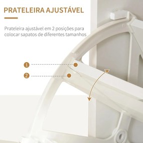Sapateira Entrada Estreito Móvel para 16 pares de Sapatos com 2 Portas Gaveta Prateleira Aberta e Bancada de Vidro 89x23x96cm Branco