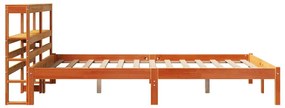 Estrutura cama c/ cabeceira 140x190cm pinho maciço castanho-mel