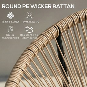 Conjunto de 2 Cadeiras Acapulco de Jardim em Vime Sintético Cadeiras para Exterior com Estrutura de Aço Madeira