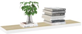 Prateleiras parede 2 pcs 120x23,5x3,8 cm MDF carvalho e branco