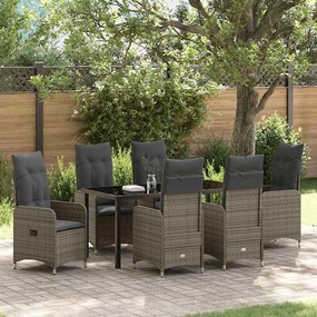 vidaXL Conjunto de Jantar de Jardim com Almofadas em Ratan PE Cinza