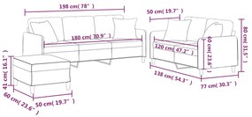 3 pcs conjunto de sofás com almofadas tecido cinzento-claro