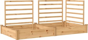 Outsunny Canteiro elevado com treliça Floreira de madeira com 3 treliças Divisória Base aberta 240 x 125 x 102 cm Madeira natural | Aosom Portugal