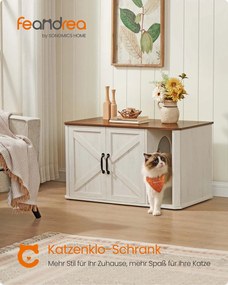 Armário para Caixa areia (não incluida) para gatos com entrada frontal 85 x 48,5 x 50 cm castanho mel-branco vintage