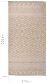 Tapete de tecido plano p/ exterior 100x200 cm riscas castanhas