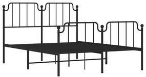 Estrutura de cama com cabeceira e pés 140x200 cm metal preto