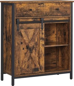 Aparador com gaveta estilo industrial 70 x 30 x 80 cm Castanho Vintage-preto