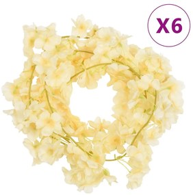 Grinaldas de flores de Natal 6 pcs 180 cm champanhe