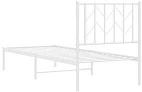 Estrutura de cama com cabeceira 75x190 cm metal branco